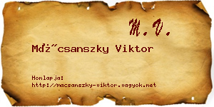 Mácsanszky Viktor névjegykártya